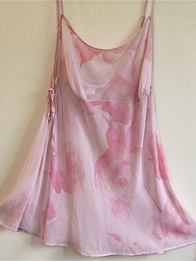 100% silk vintage Victoria’s Secret sheer tie up floral babydoll L